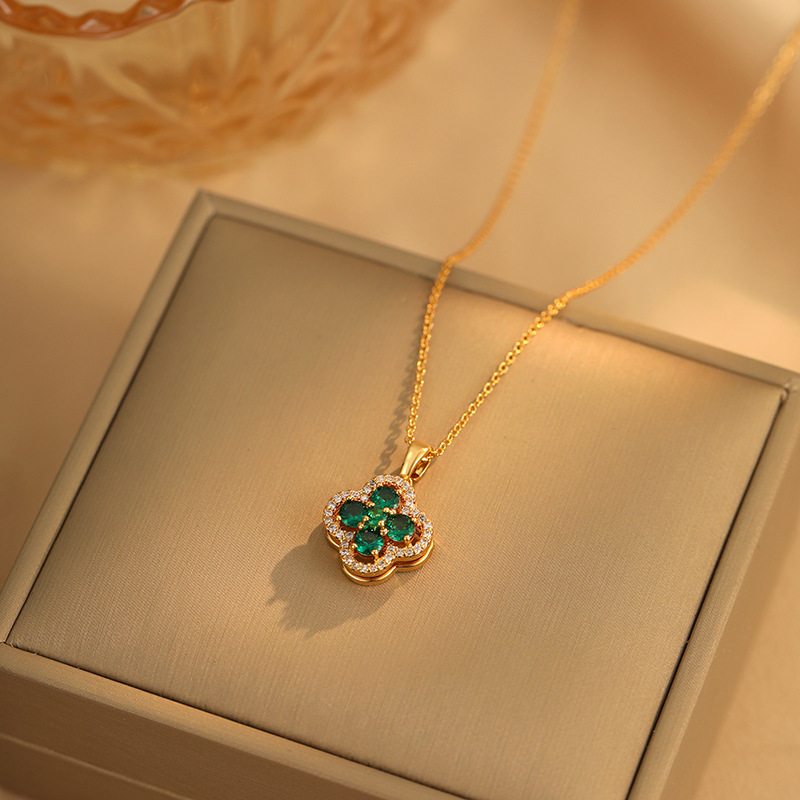 Ramlove 18K 도금 회전 네잎클로버 꽃잎 쇄골 목걸이 HAR-SS004 128,000원