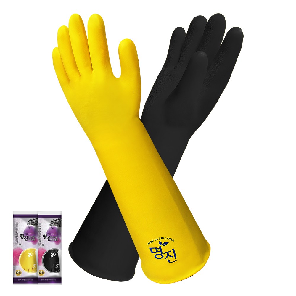 장갑이네 명진 공업용 질긴 고무장갑 작업용 9호 10호 12호 1켤레, 1개, 노랑 2,900원