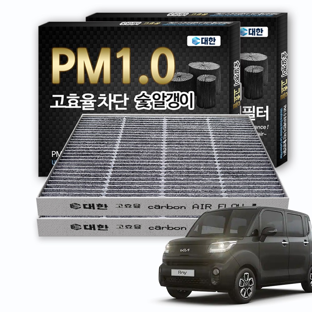 대한카필터 PM1.0 활성탄 에어컨필터, 2개, 레이 / 더뉴레이 (전기차 미호환) - KC149 15,900원