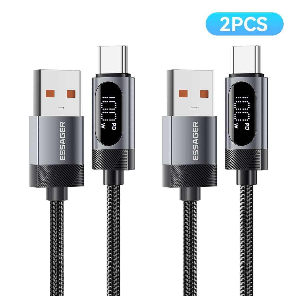 ESSAGER 디스플레이 QC USB A타입 to 7A 100W C타입 고속 충전 케이블 2개입, 2개, 회색, 2m 22,950원