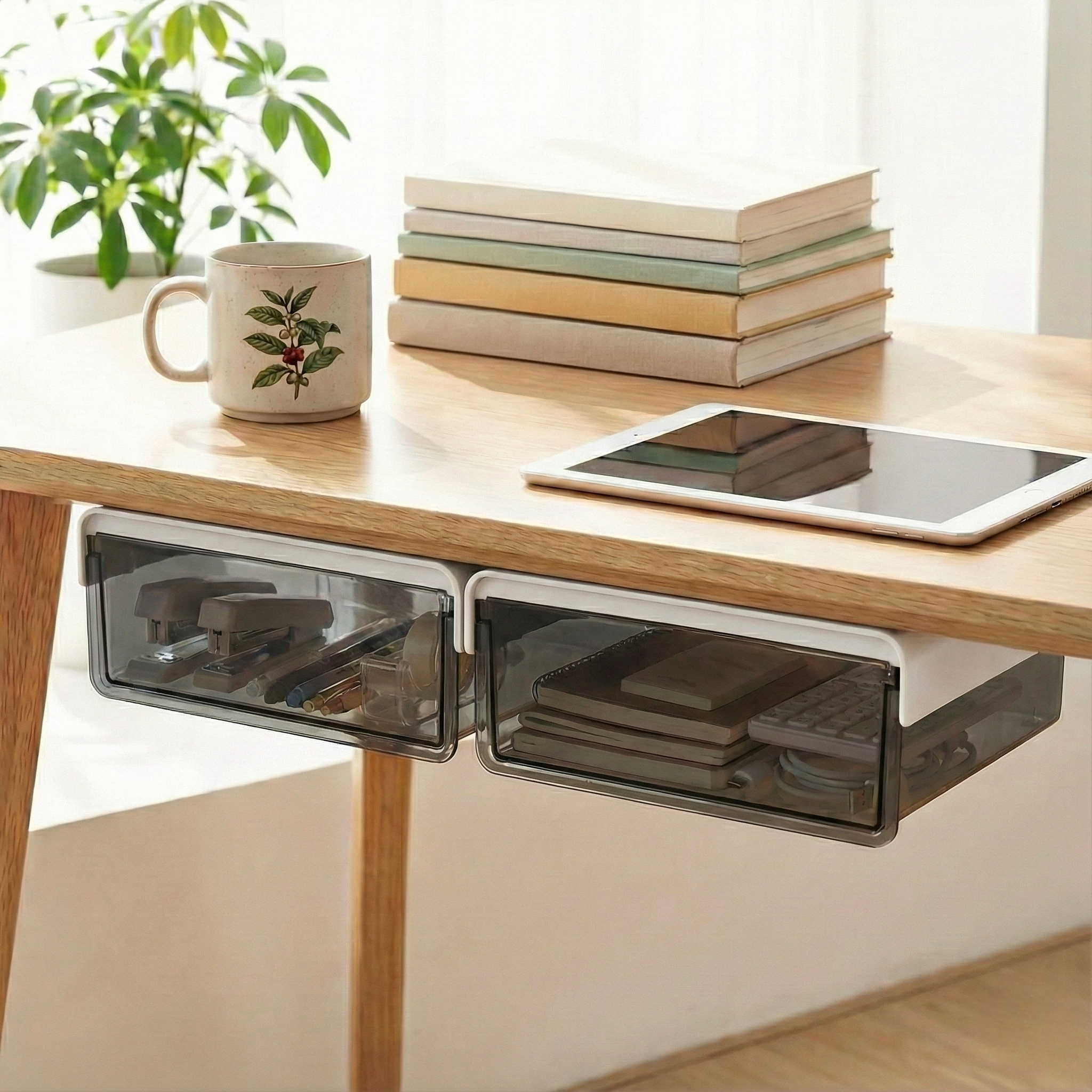 플래틱 틈새 깔끔 정리 부착식 반투명 히든 서랍 2p, 그레이, 현재가 13,700원