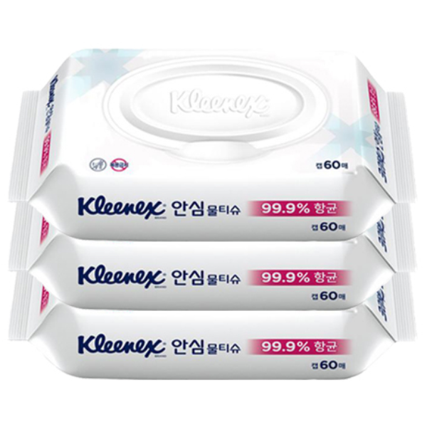 크리넥스 안심 물티슈 60매(캡형) 의약외품 7,700원