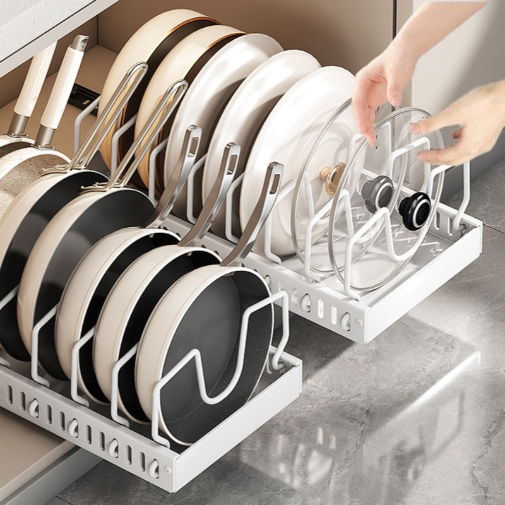 바이온뉴 슬라이딩 후라이팬 싱크대 하부장 정리대, 화이트, 1개 21,880원