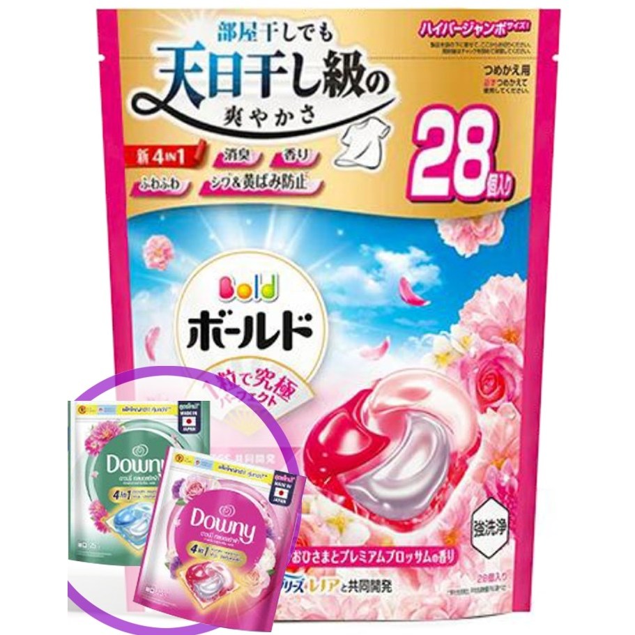 P&G 일본 다우니 보르도 캡슐세제 섬유유연제+세제 4 in 1 프리미엄 로즈 블라썸향  28겔볼 18,900원