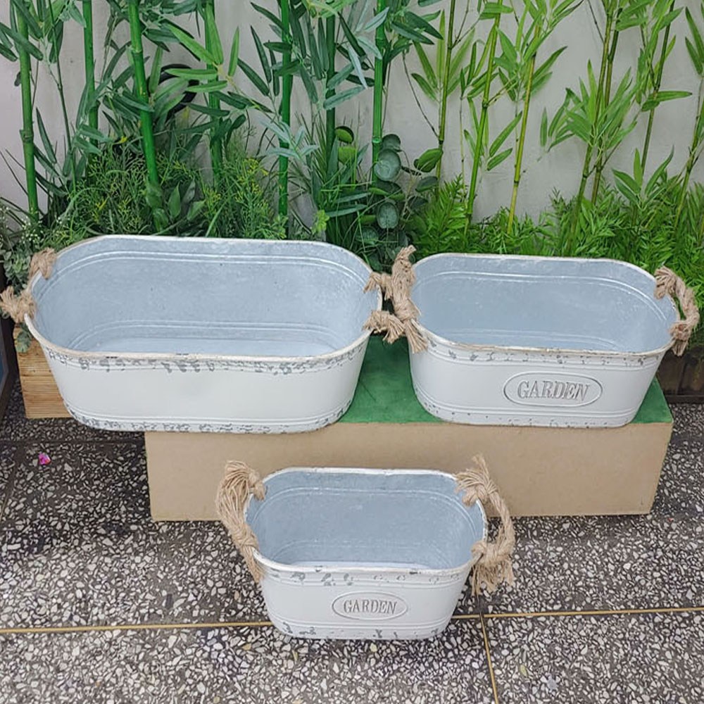 사각라운드형가든 바스켓  양철양동이 철제 원예가든 엔틱화분 바케스 빈티지 수납정리 조화화분 화분대 텃밭 화분상자 30,000원