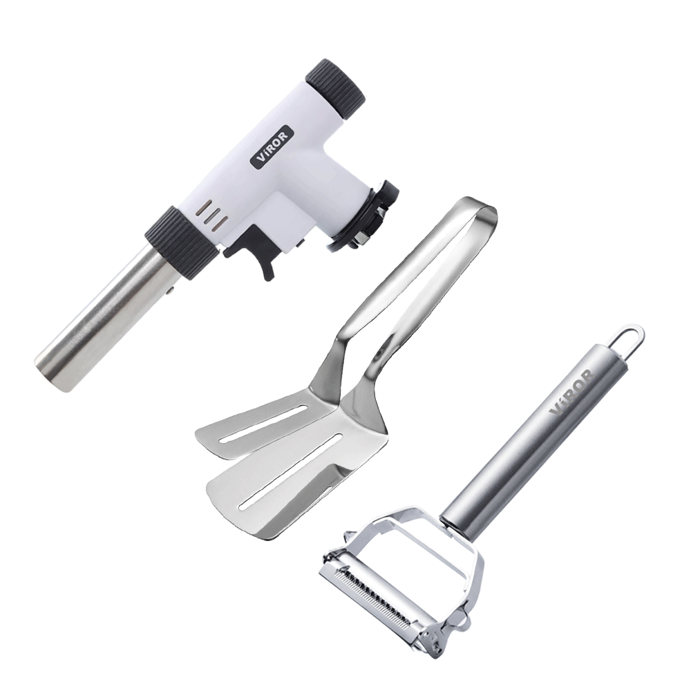 비로르 액화방지 요리용 가스 토치+스텐 더블 뒤집개+스텐 멀티 채칼 14,400원