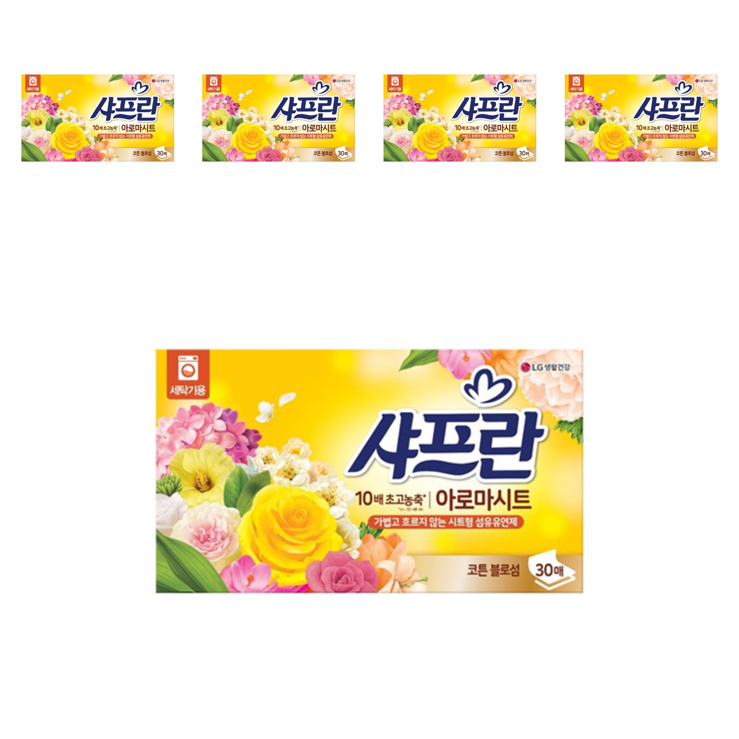 샤프란 아로마시트 섬유유연제 코튼블로섬향 본품, 30개입, 5개 30,500원