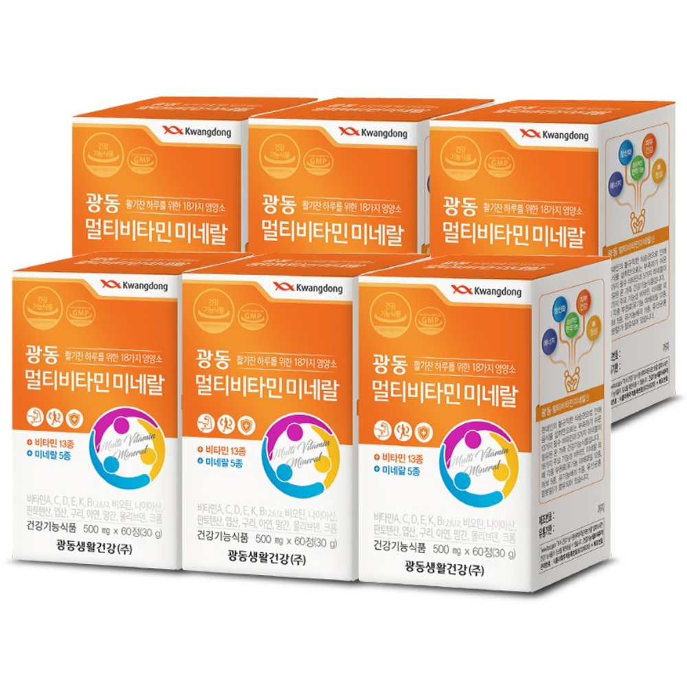 광동제약 멀티 비타민 미네랄 500mg, 60정, 6박스 35,900원