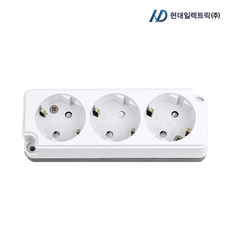 현대일렉트릭 접지 노출 3구 콘센트 나사형 KC인증 4,920원