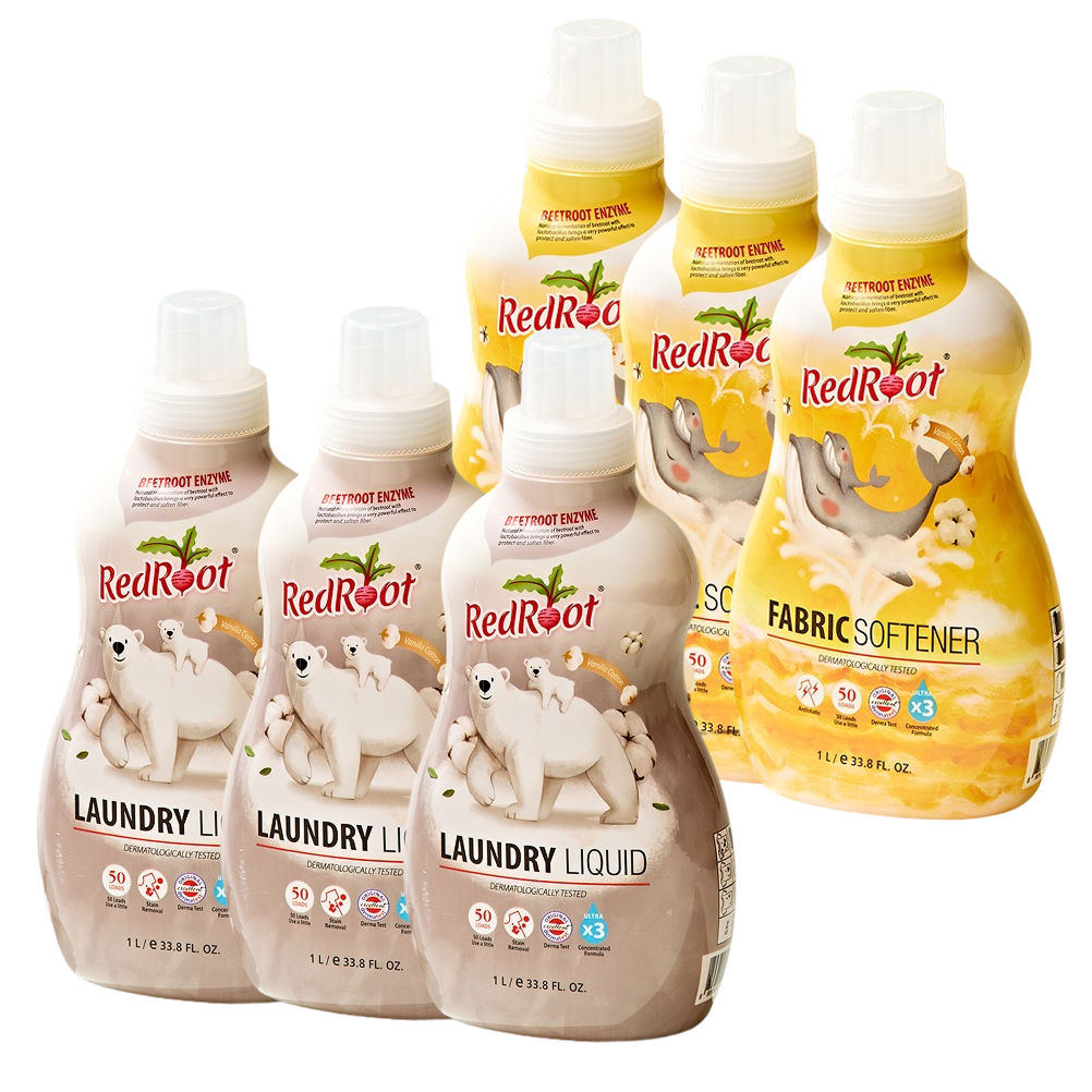 레드루트 [3+3기획세트] 유아 아기 세탁세제 1L 3개 + 섬유유연제 1L 3개 바닐라코튼향, 1세트, 6개입 69,900원