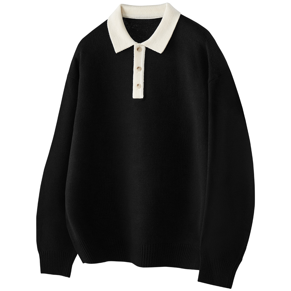 팀스핏 남성용 오버핏 배색 카라 하찌 니트 3Color 34,930원