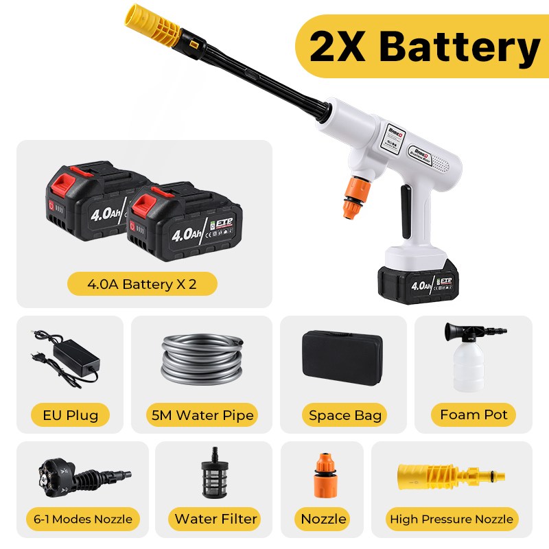 [고압 세차건] 브러시리스 전기 고압 세척기 스프레이 클리너 물총 무선 세차 공장 관개 도구 마키타 18V 200Bar 95,430원