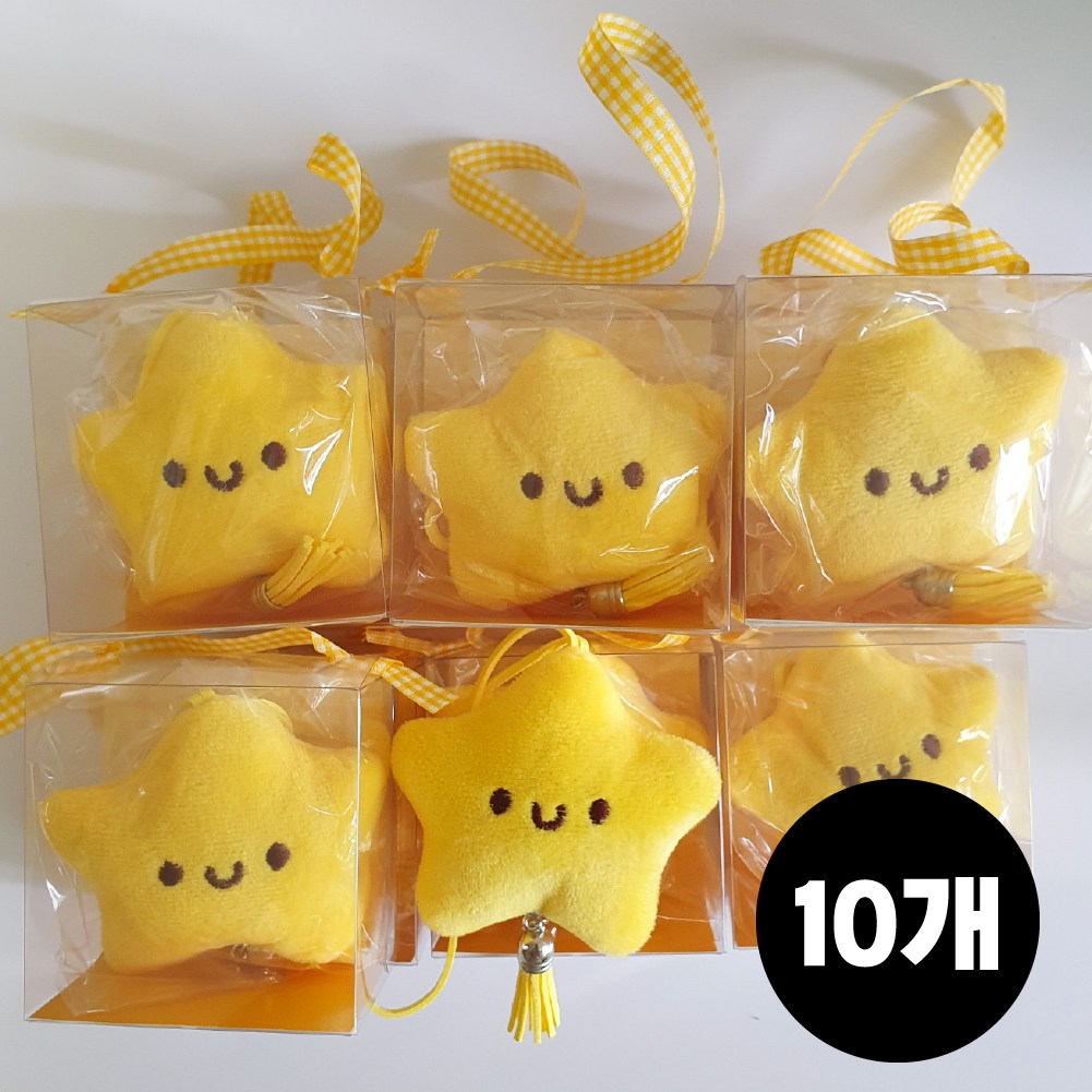 인형네임택 선물 세트 구디백 어린이집 유치원 단체선물 생일선물 답례품 10P, 1세트, 노랑별콩 29,900원