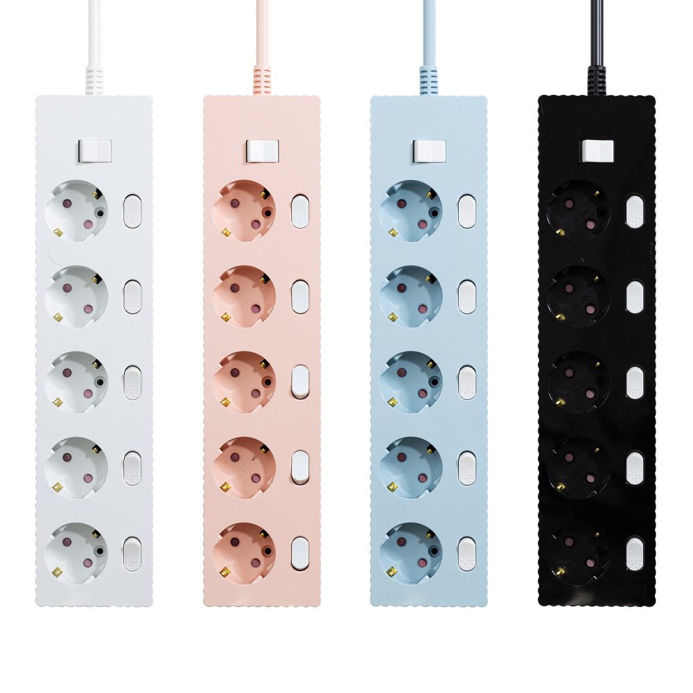 쿠폰19% 파워존 웨이브 멀티탭 개별 절전 과부하차단 5구 멀티콘센트, 개별 5구 파스텔블루, 1개 27,170원