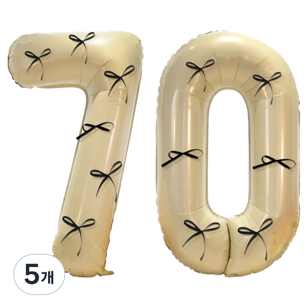 문구담 생일 기념일 이벤트 장식 대형 숫자풍선 70, 크림, 5개 47,500원