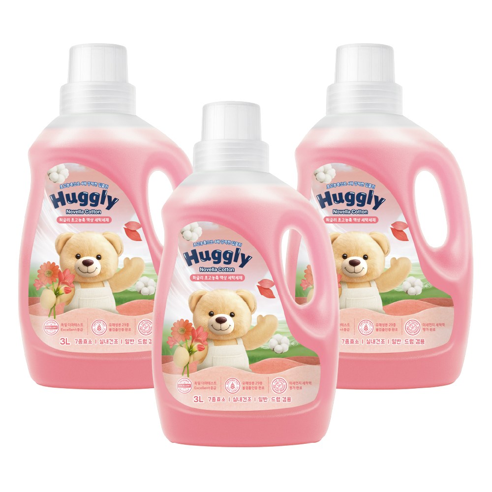 허글리 초고농축 액상 세탁세제 노벨라코튼, 3개, 3L 27,130원