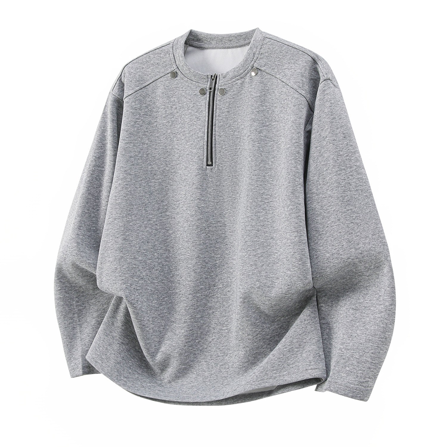 남자 반오픈 지퍼 루즈핏 맨투맨 봄가을 메탈 스터드 디자인 라운드 풀오버 긴 팔 티 셔츠 26,800원