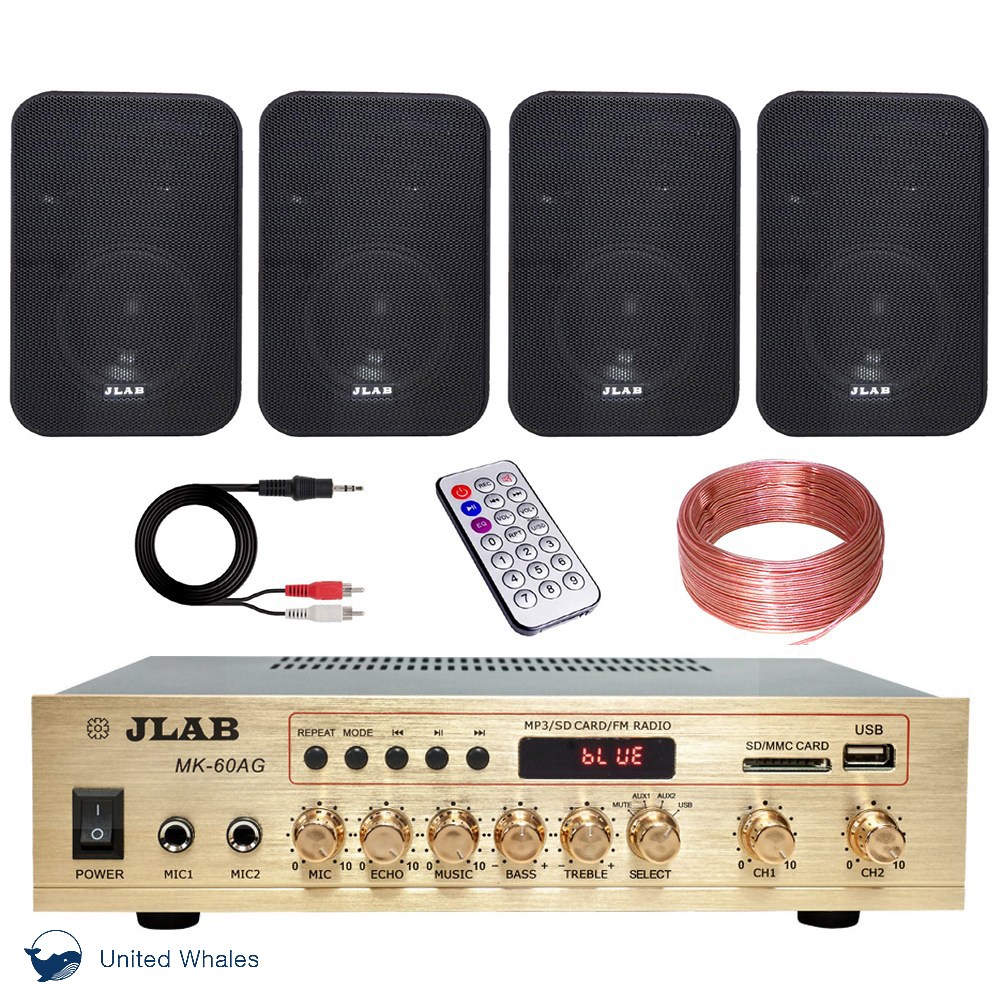 JLAB 블루투스 매장용 카페 매장 앰프 스피커 MK-60AG 4인치 블랙 4통 벽걸이 스피커 투명케이블 RCA 선 198,710원