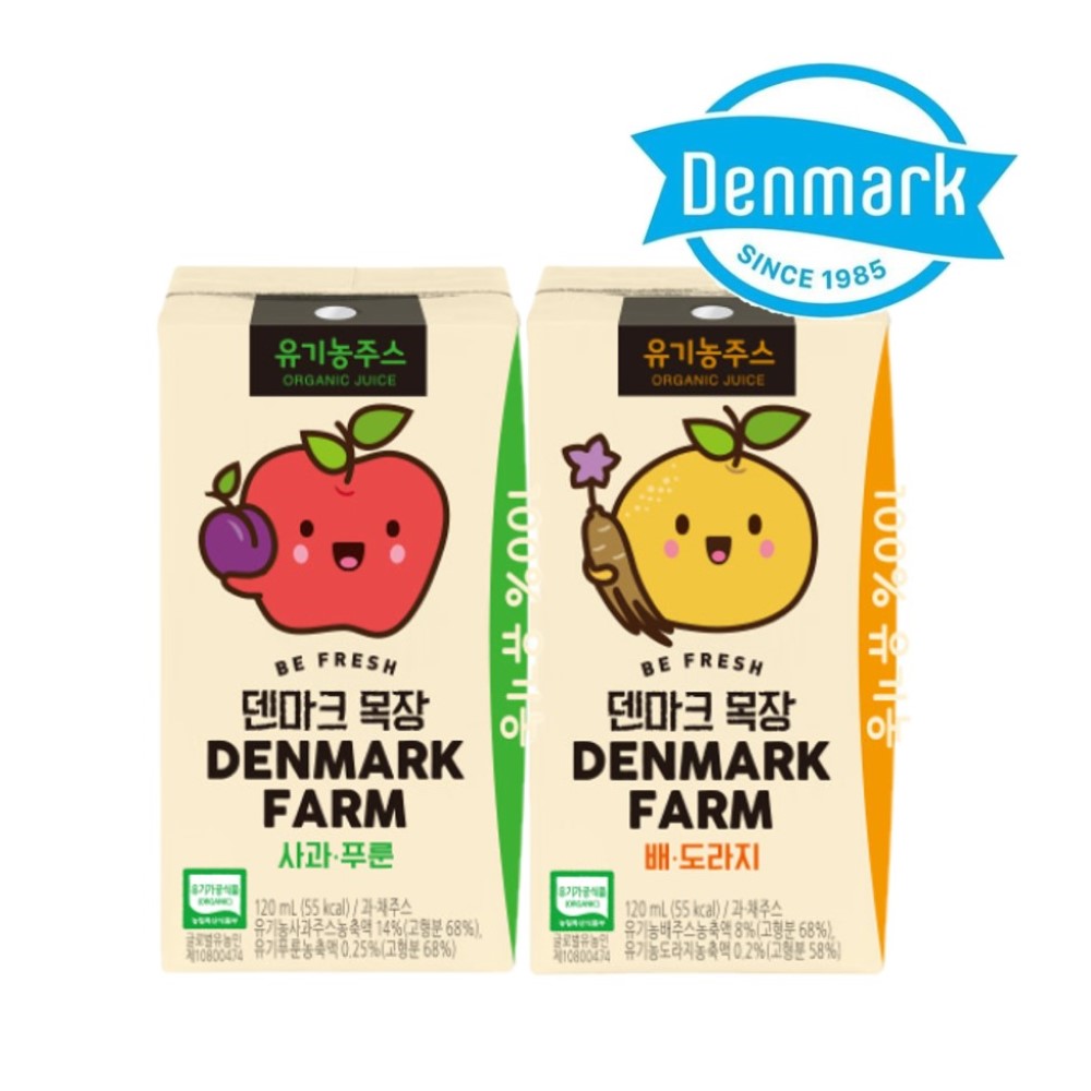동원 덴마크 유기농 배도라지 주스 120mL x 32개+ 사과푸룬 주스 120mL x 32개 30,800원