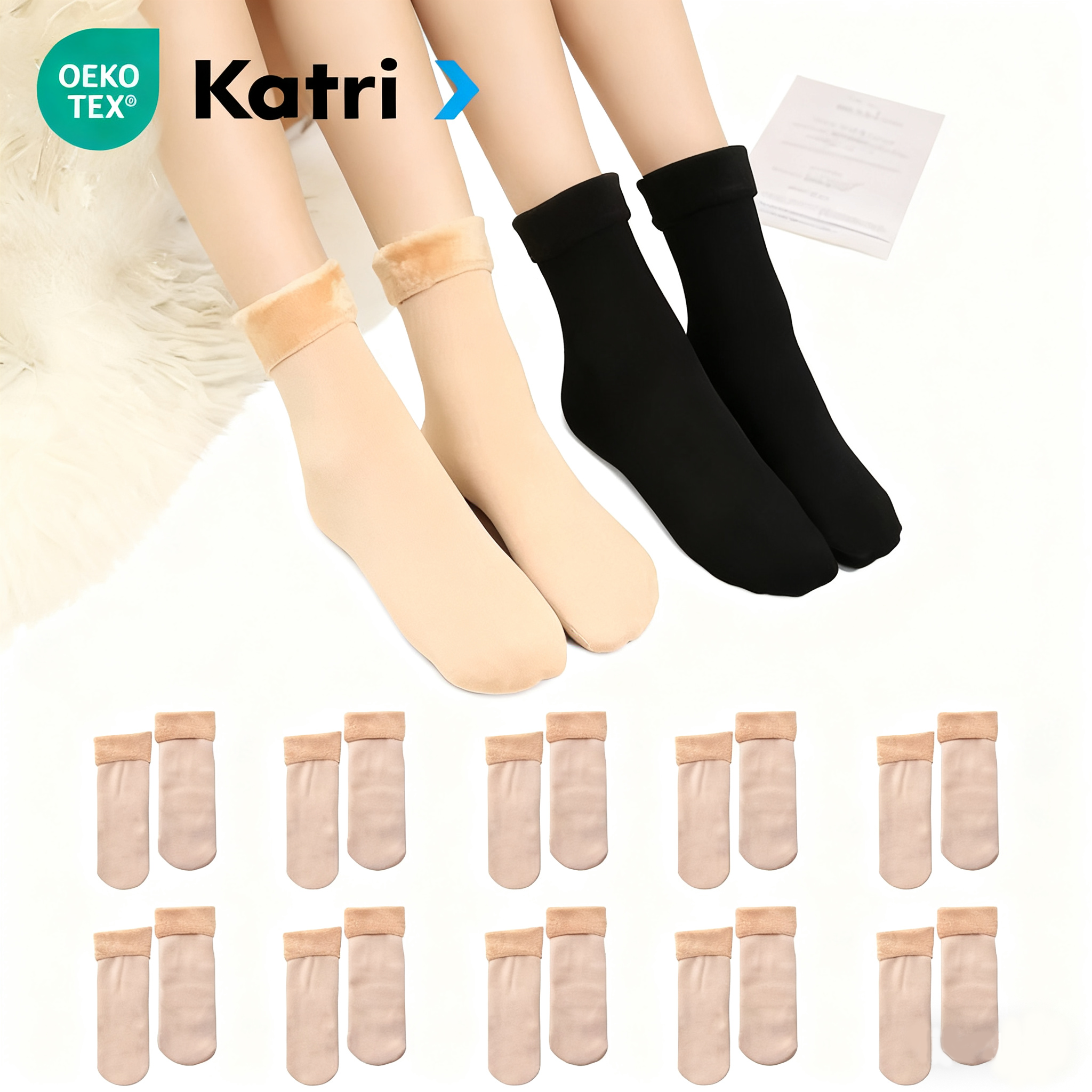 FASEN 겨울 기모 스노우 양말 OEKO-TEX 항균 무지 베이직 털빠짐없는 여성 겨울양말 10켤레 5,900원
