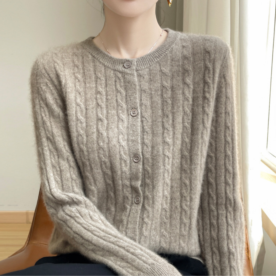 MS HOME 라운드 꽈배기 니트 가디건 데일리 여성용 23,600원