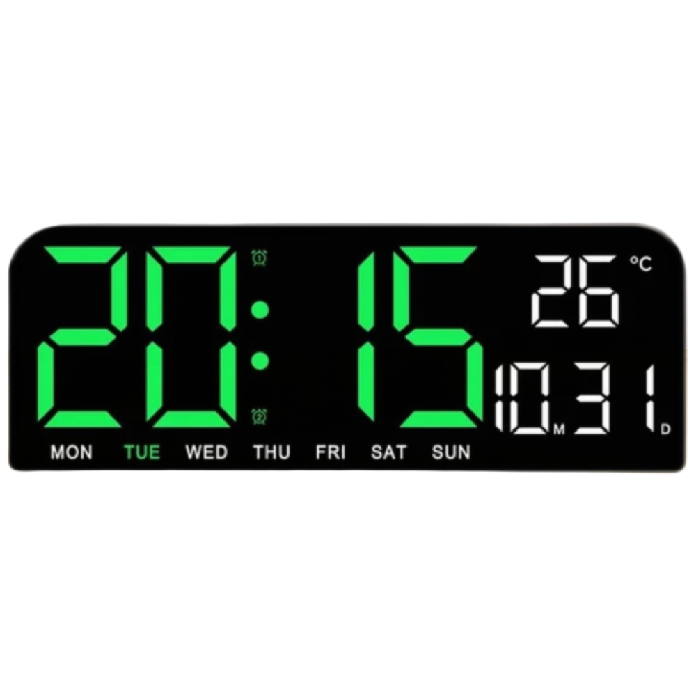 대신스토어 디지털 중형 온습도 날짜 LED 탁상 벽걸이 시계, 그린 23,900원