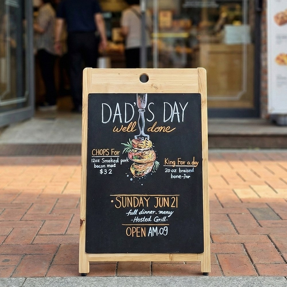 A형 수제 칠판 입간판+하고로모 분필, 1개, 우드 42,900원