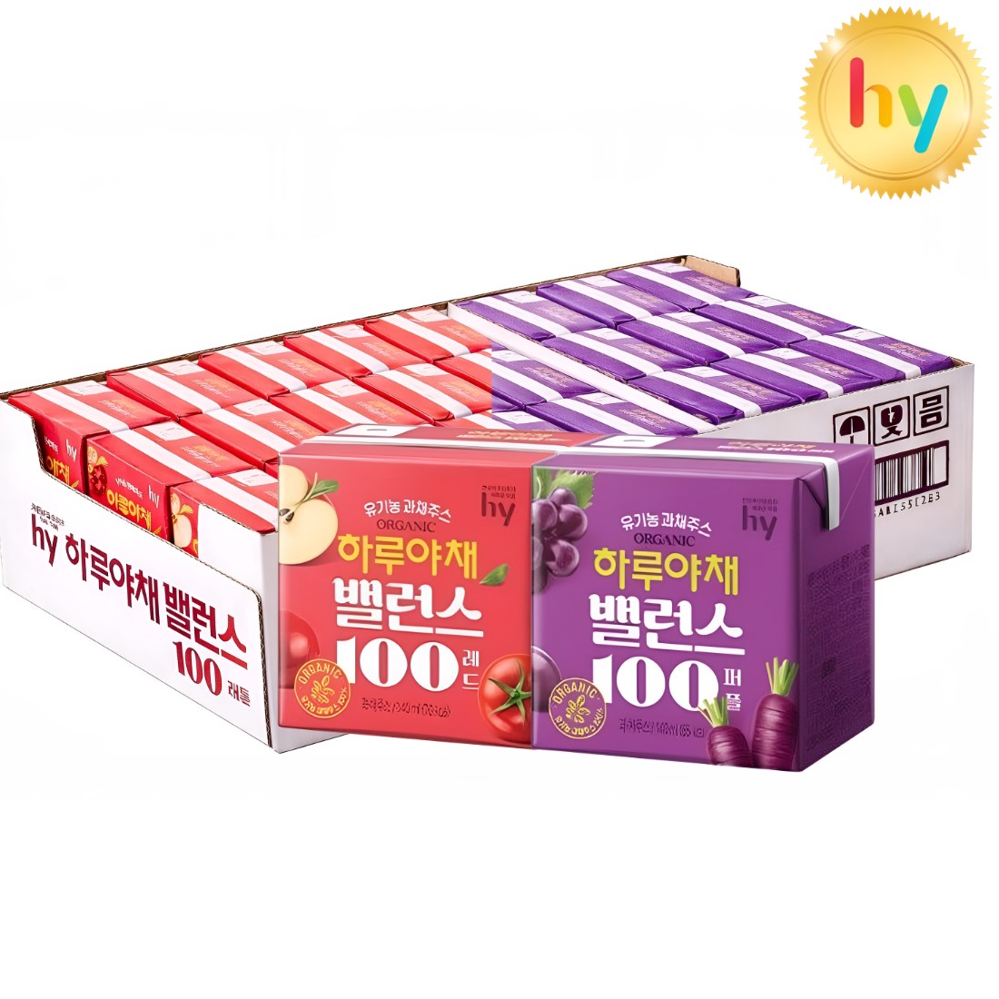 hy 하루야채 밸런스 100 유기농주스 140ml 2종(레드12+퍼플12) 총24팩 17,900원