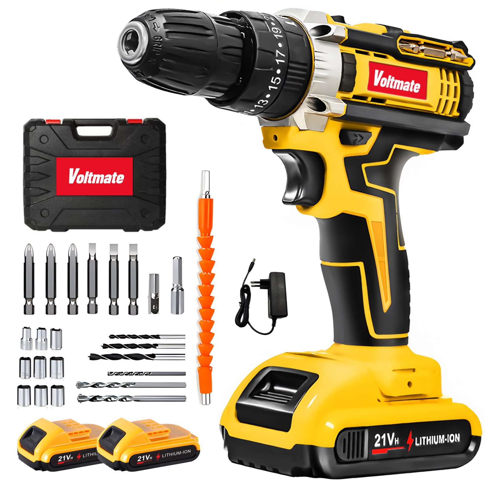 [국내발송] VoltMate 21V 다용도 전동드릴 35N 빅토크해머드릴무선 가정용전동드라이버 임팩트드릴 해머전동드릴 배터리 2개 세트 95,850원
