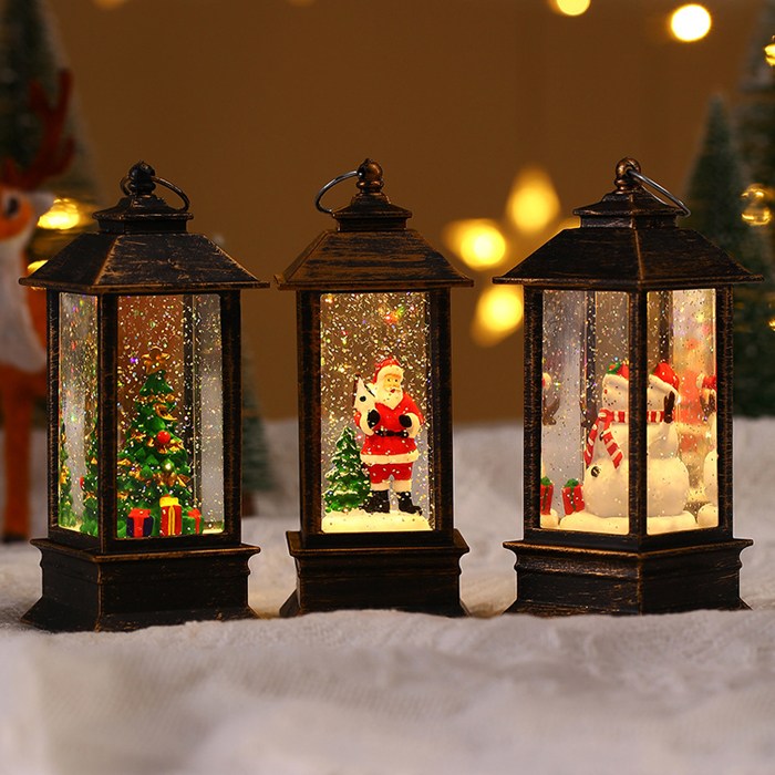 크리스마스 불빛 스노우볼 사각렌턴 3종세트, 1개 18,800원