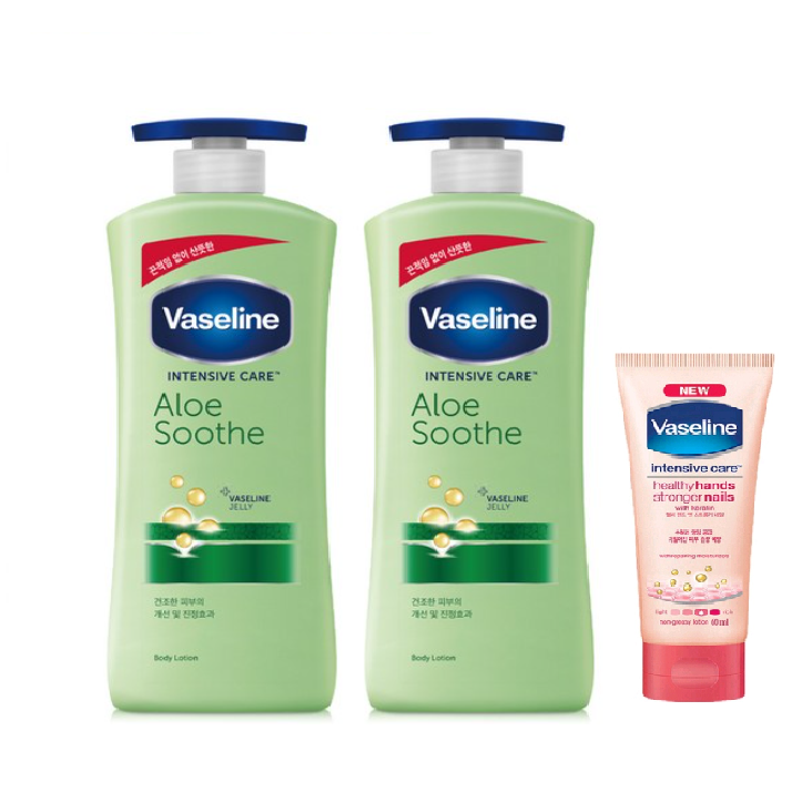 바세린 고보습 알로에 베라 바디로션 600ml 2개+바세린 핸드크림 60ml 1개 18,900원