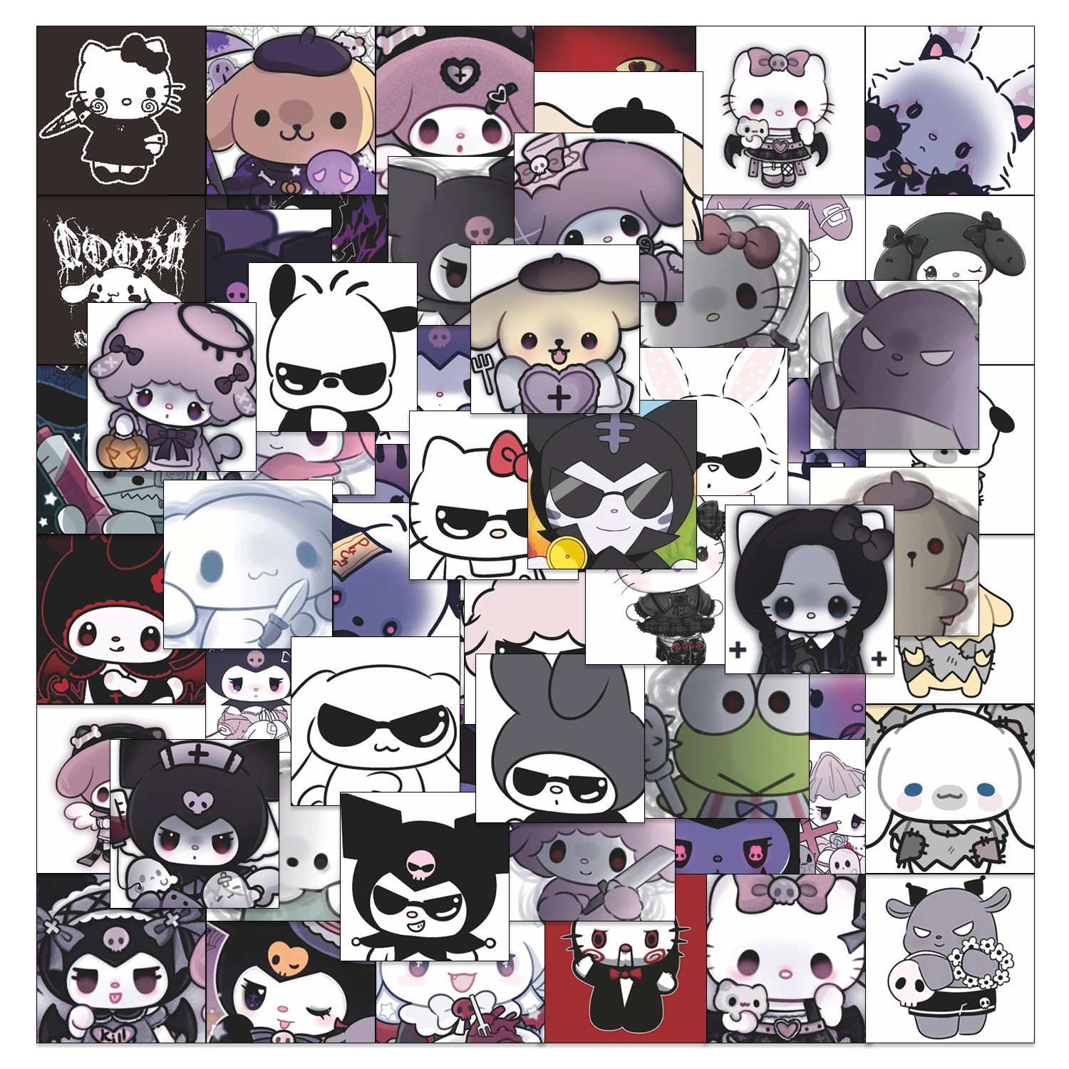 번블랙 다크 산리오 캐릭터 굿즈 할로윈 스티커 헬로키티 쿠로미 마이멜로디 시나모롤 포챠코 6,900원