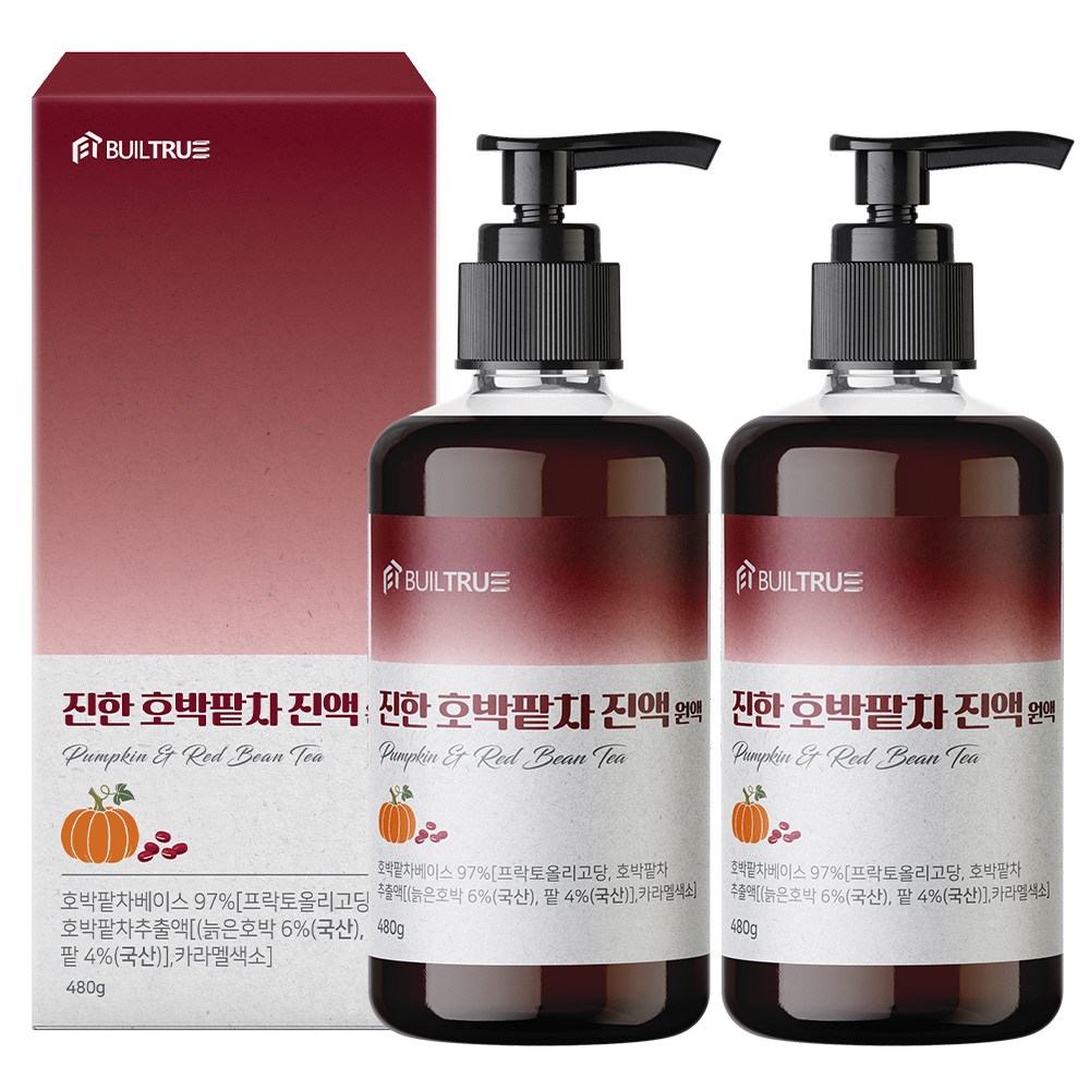 빌트루 진한 호박팥차 원액 진액 식약처인증 액기스 HACCP 국산 액상, 2개, 480g 21,900원