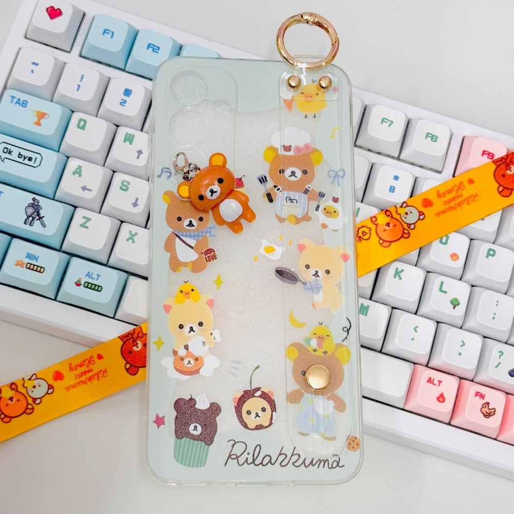 리락쿠마 곰돌이 캐릭터 핸드스트랩 TPU 투명 키즈폰 포차코폰 갤럭시A16 케이스 16,500원