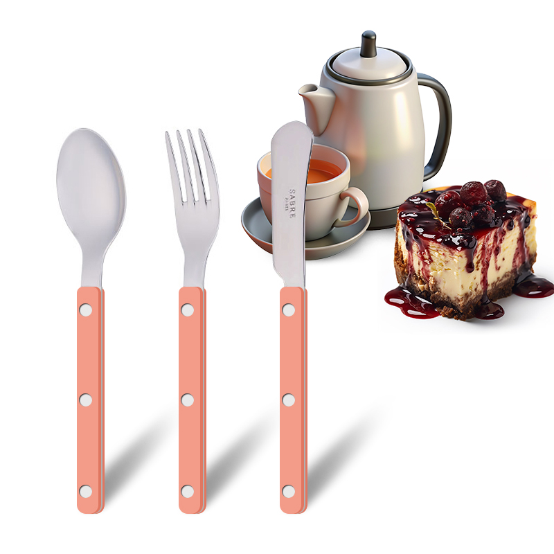 [트리니체] SABRE PARIS 사브르 비스트로 샤이니 커트러리 디저트 세트, 연핑크(티스푼+케이크포크+스프레더), 1세트 34,900원