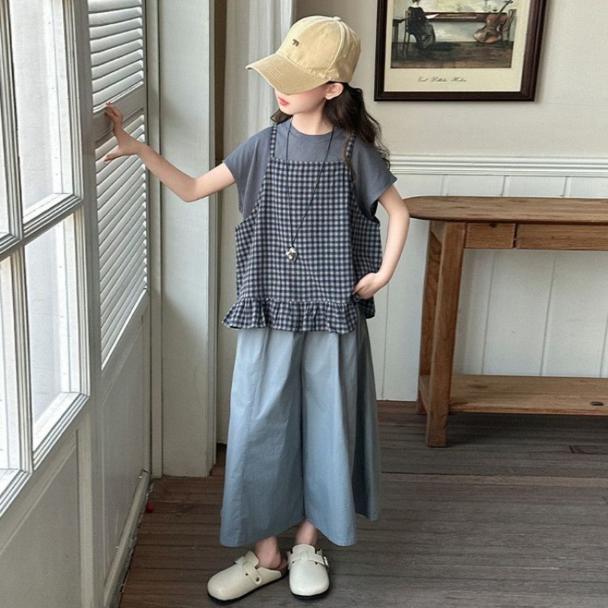 해피유통어린이 여름 3종 세트 민소매 체크탑과 여유로운 바지 캐주얼 패키지14세 이상XG03 39,050원