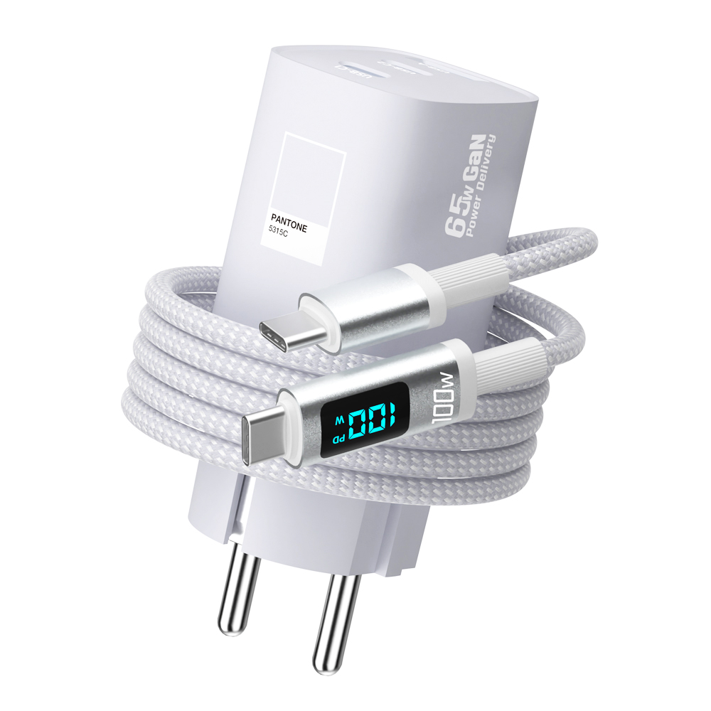 팬톤 접지형 GaN PPS 65W 3포트 디스플레이 초고속 멀티충전기 PD65WGN, 현재가 19,900원