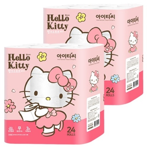 헬로키티 핑크소프트 천연펄프 3겹 롤화장지 30M 32,100원