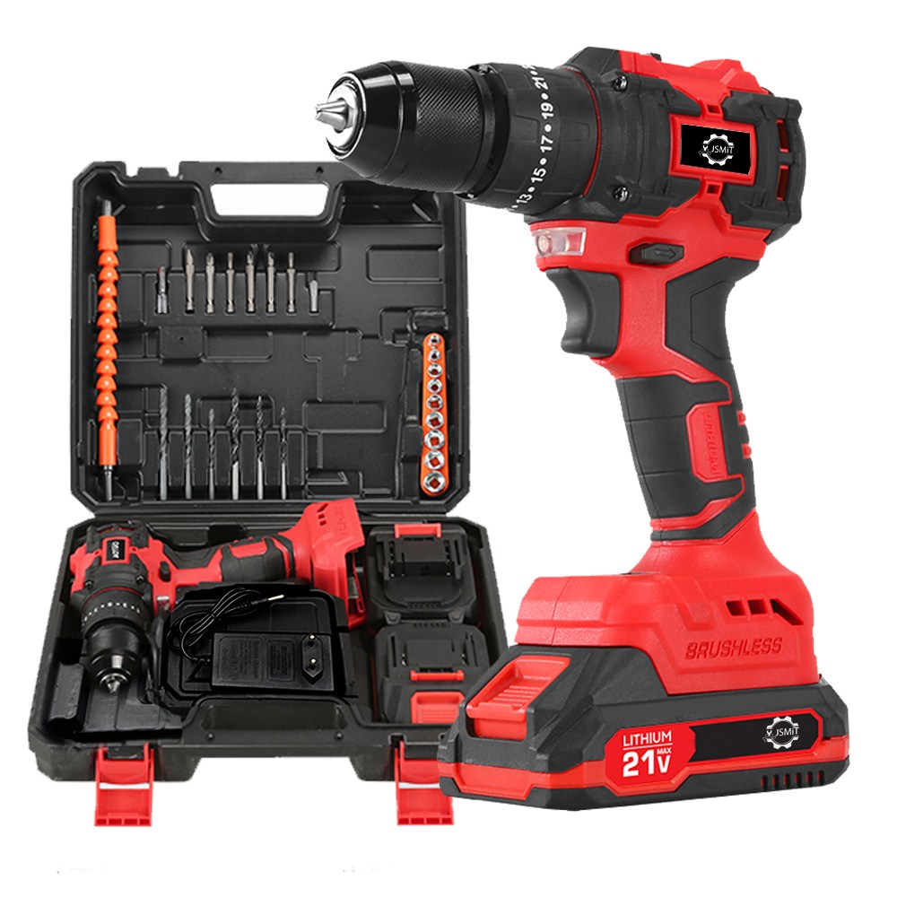 JSMiT 독일기술 21V 무선 전동 드릴 드라이버 고급형 충전 전기 드릴 고급형 베터리 풀세트2.0Ah + 배터리 2p, 1개 159,860원