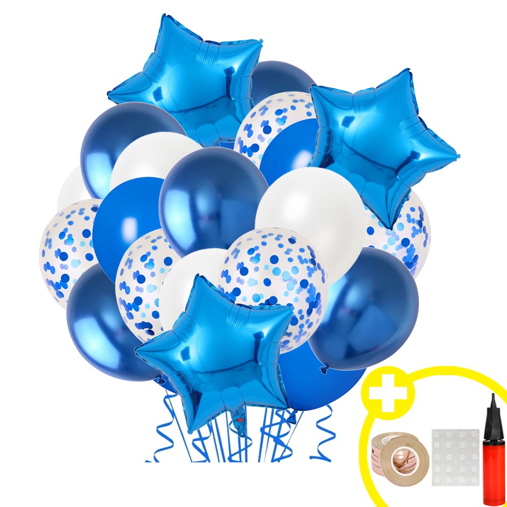 웨딩촬영 소품 풍선 파티용품 세트 하트풍선 스타풍선 크롬 메탈 컨페티 혼합풍선 발표회 인생샷 포토존 연출템 15옵션 파티용품세트 [에브리띵스마일] 1168, 1세트, 스타 블루 11,800원