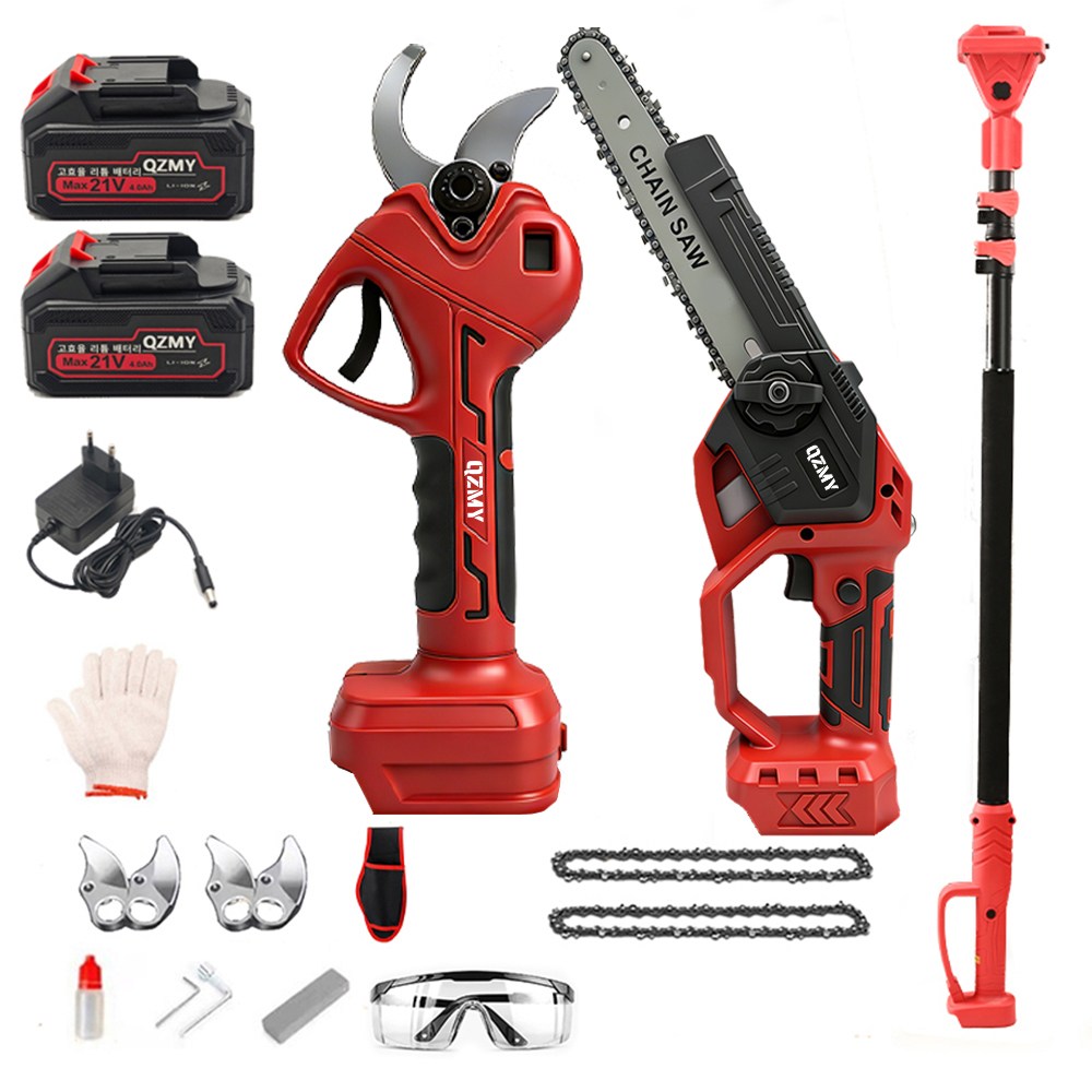 [QZMY]독일기술 브러시리스 8인치 무선 전기톱 전동 전지가위 2.5m 연장장대 톡톡365 3IN1 고지톱 21V 풀세트 타이거 더블컷 206,100원