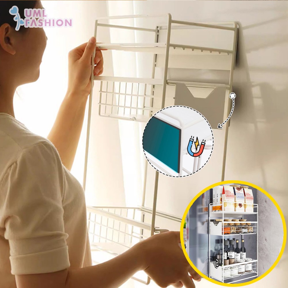 냉장고 세탁기 틈새 수납장 자석선반 슬림 화이트, 1개, 화이트 40,800원