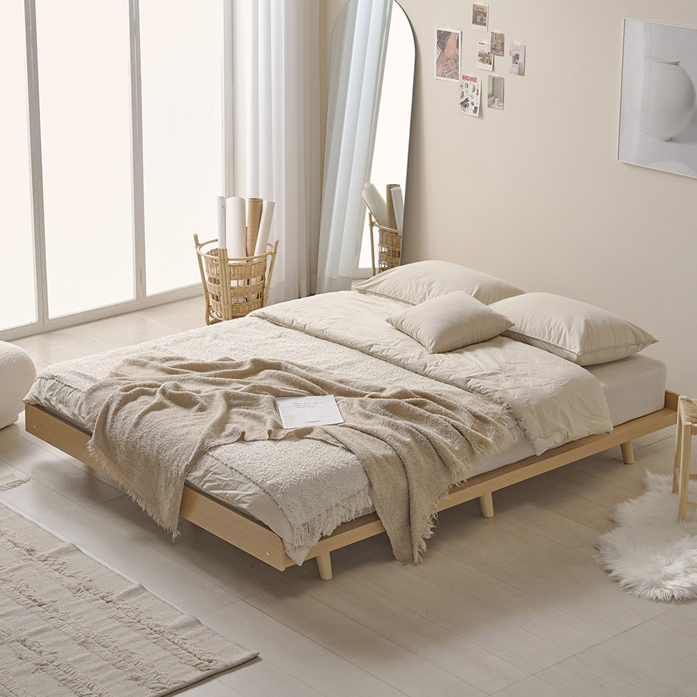 프린홈 로렌 헤드리스 50T 평상형 침대 프레임 SS/Q/K (매트제외), 오크 89,000원