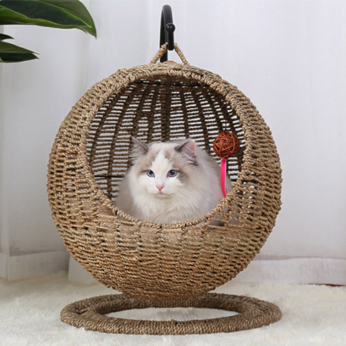 감성 천연 라탄 고양이 해먹 하우스 냥이 흔들 침대 (제고보유), 1개 68,000원