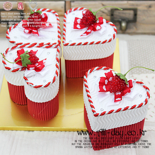 new스트로베리 하트 4조각 골판지케이크 ,골판지케익 발랱타인 빼빼로데이 화이트데이,사탕 선물상자) 46,900원