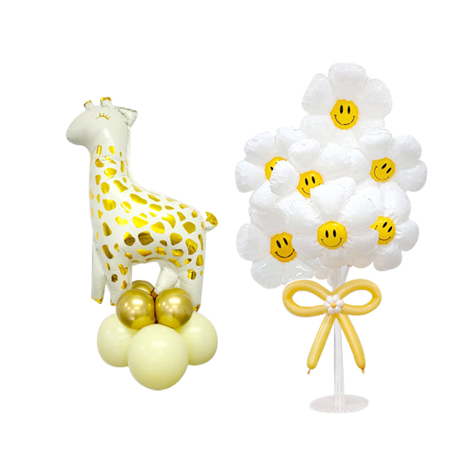 스마일 데이지 풍선꽂이 + 골드기린 풍선기둥 세트 58,000원