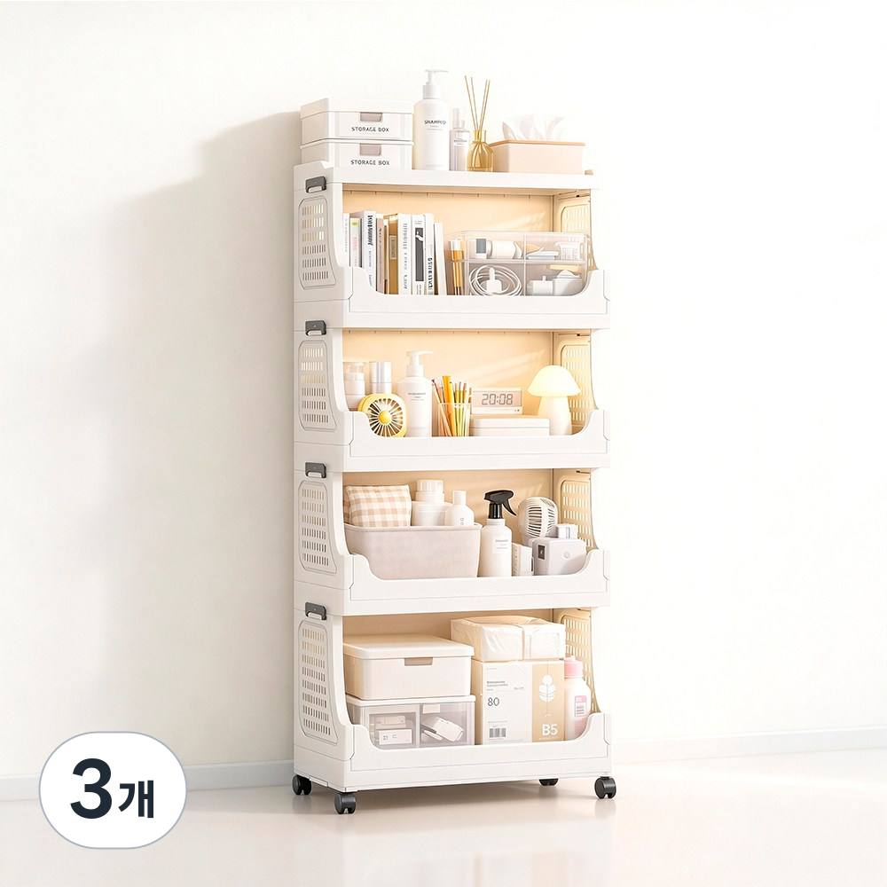 플라스틱 이동식 다층 수납 선반 바퀴달린 접이식 정리대 170,500원