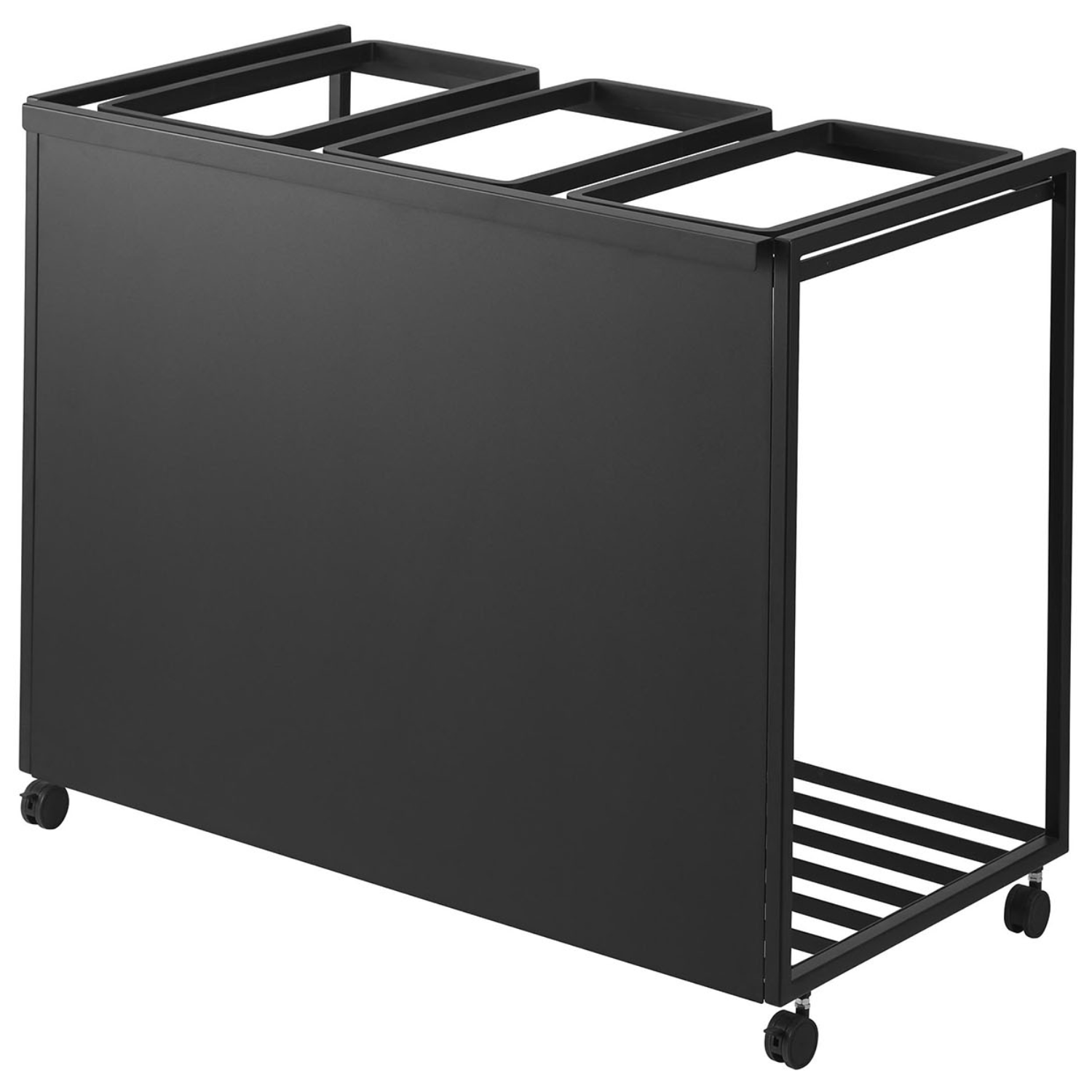 야마자키실업 뚜껑 있는 이동식 분리수거 3칸 쓰레기통 타워 5977/5978, 블랙 190,000원