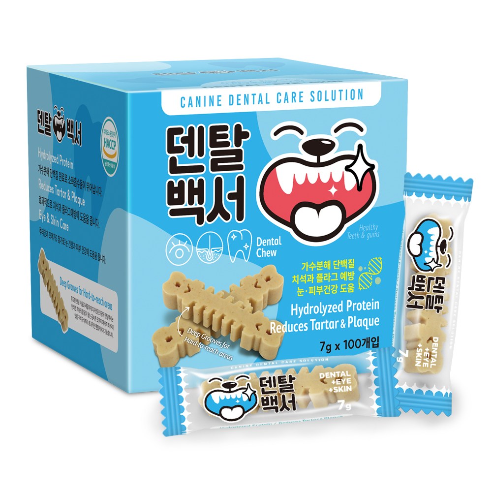 덴탈백서 가수분해 강아지 덴탈 기능성껌, 7g, 100개, 블루(눈+피부)[S] 26,000원