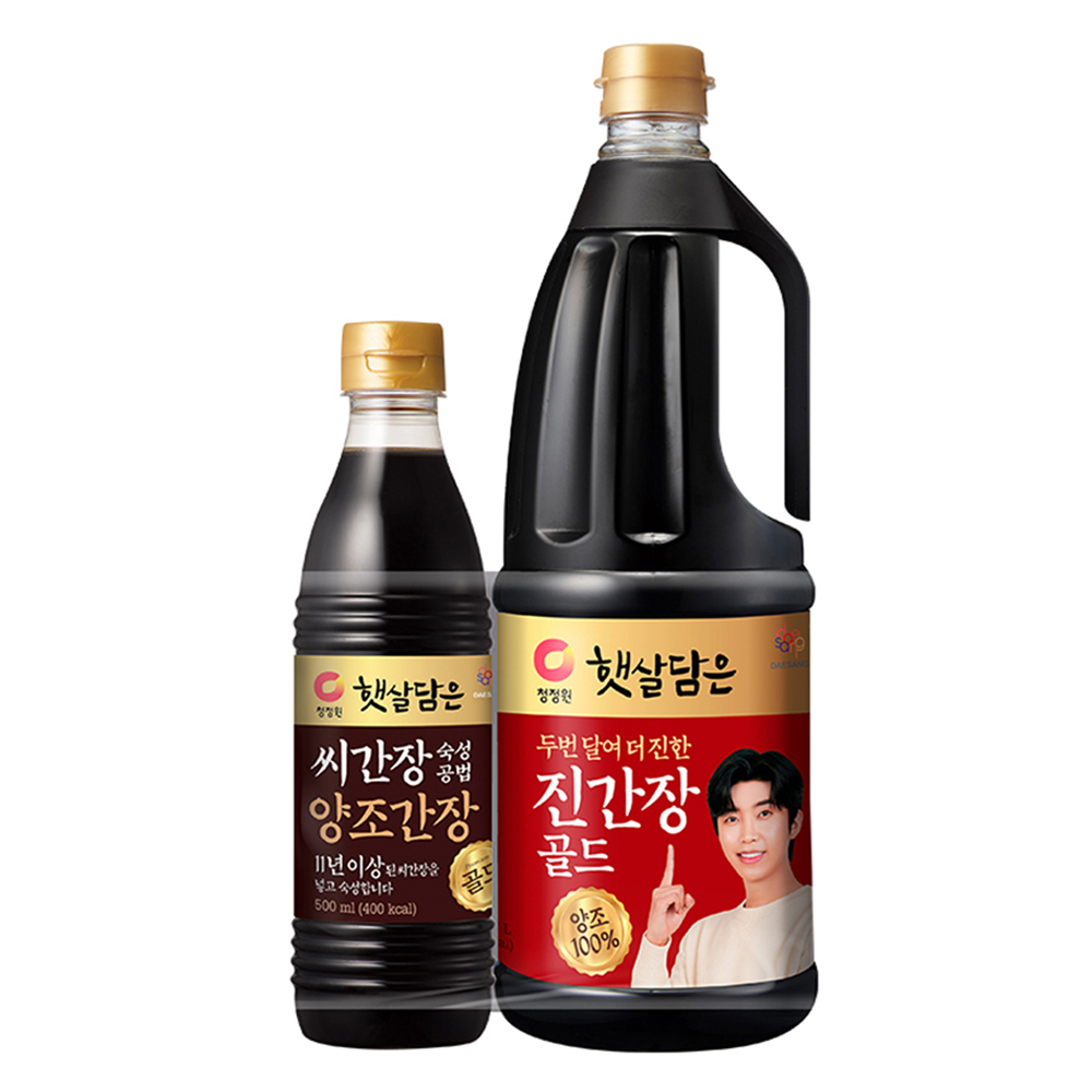 청정원 햇살담은 두번 달여 더 진한 진간장 골드 1.7L + 씨간장 골드 500ml 세트 11,980원